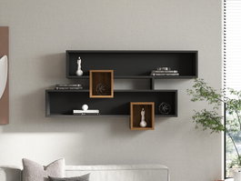 Hanah Home Karen Estantería de Pared Nogal y Antracita